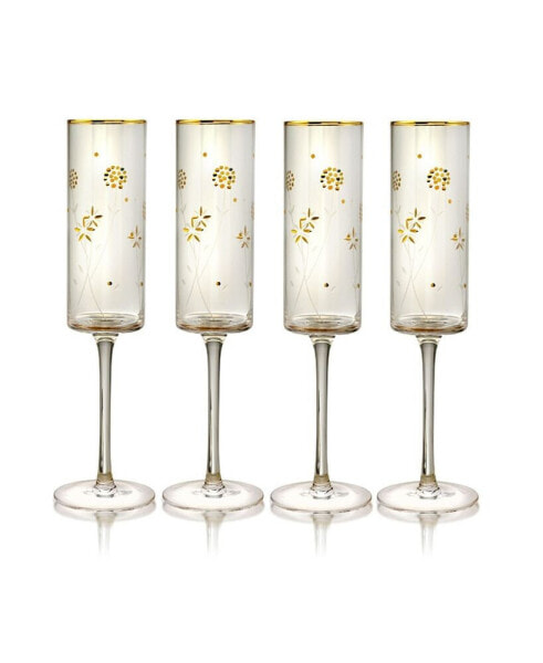 Фужеры для шампанского Qualia Glass Plum Blossom, 8 унций, набор из 4 шт.