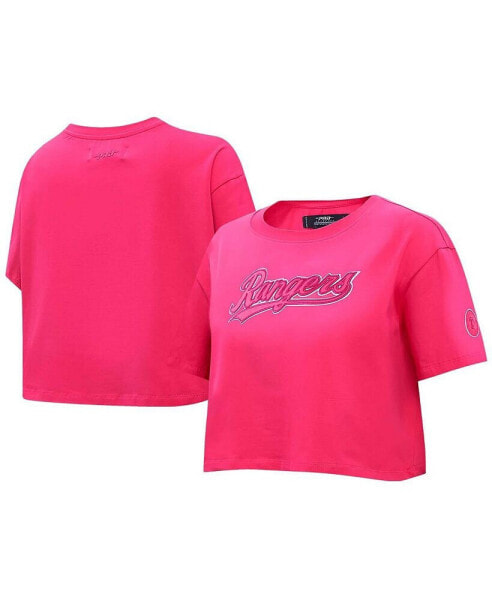 Women's Pink Texas Rangers Triple Pink Boxy Cropped T-shirt