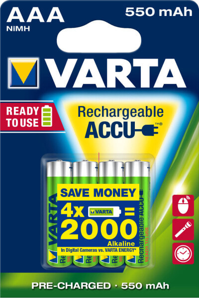 Аккумулятор VARTA Ready2Use HR03 (NiMH) 550mAh AAA 4 шт.