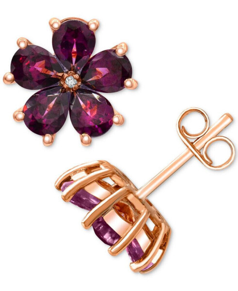 Amethyst (3-1/3 ct. t.w.) & Diamond Accent Flower Stud Earrings in Sterling Silver (Also in Rhodolite Garnet)