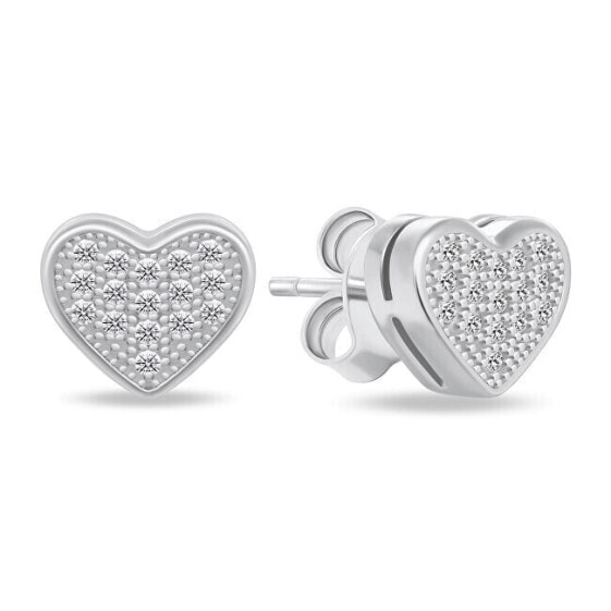 Sparkling heart earrings made of silver EA900W