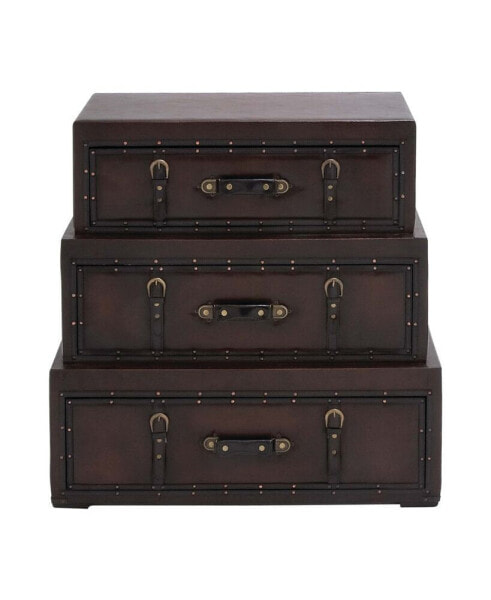 Faux Leather and Wood Traditional Chest