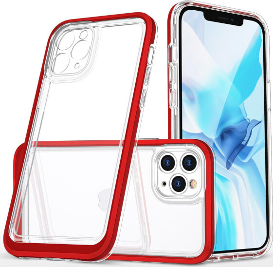 Hurtel Clear 3in1 etui do iPhone 11 Pro Max żelowy pokrowiec z ramką czerwony