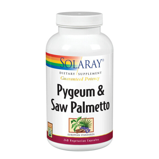Solaray Pygeum and Saw Palmetto Растительные экстракты коры Пигеума и дикой пальметты для здоровой функции предстательной железы 240 растительный капсул