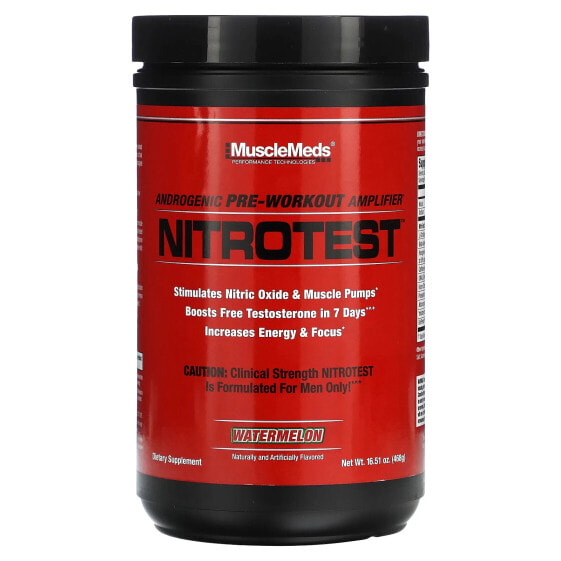 Предтренировочный комплекс MuscleMeds Nitrotest, Андрогенный усилитель перед тренировкой, вкус Лесная малина, 474 г (16.72 унции)