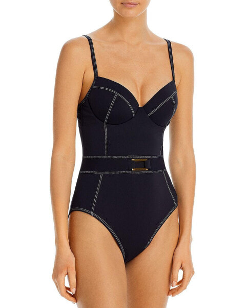 Bleu by Rod Beattie 299768 Women's Belted One Piece Swimsuit, Black, 04