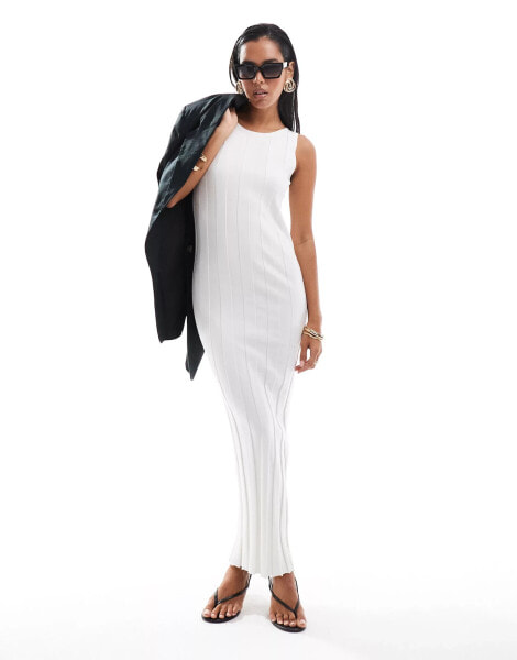 4th & Reckless thick rib knitted sleeveless maxi jumper dress in white