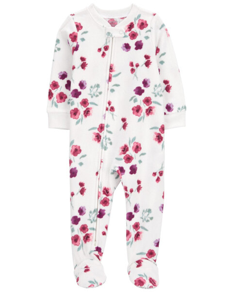 Toddler 1-Piece Floral Fleece Footie Pajamas 2T