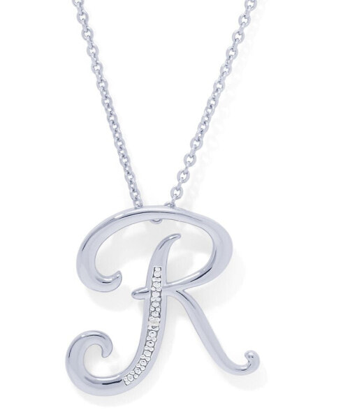 Diamond Accent Initial Pendant Necklace 18" in Silver Plate