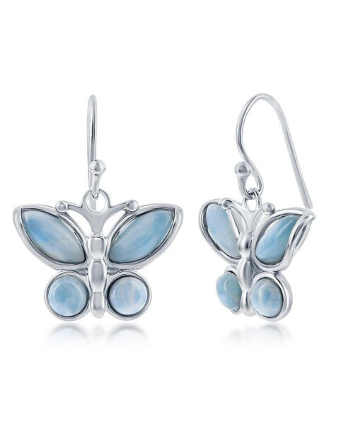 Sterling Silver Larimar Butterfly Earrings