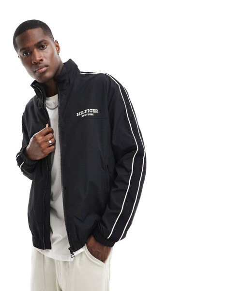 Tommy Hilfiger stripe track jacket in black