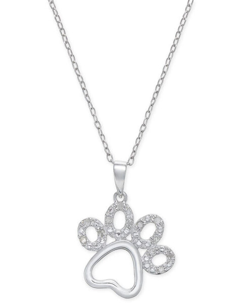 Diamond Pawprint Pendant Necklace (1/10 ct. t.w.) in Sterling Silver