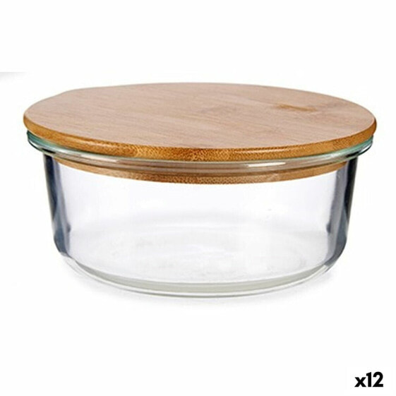 Круглая коробочка для завтраков с крышкой Бамбук 15 x 6,5 x 15 cm (12 штук)