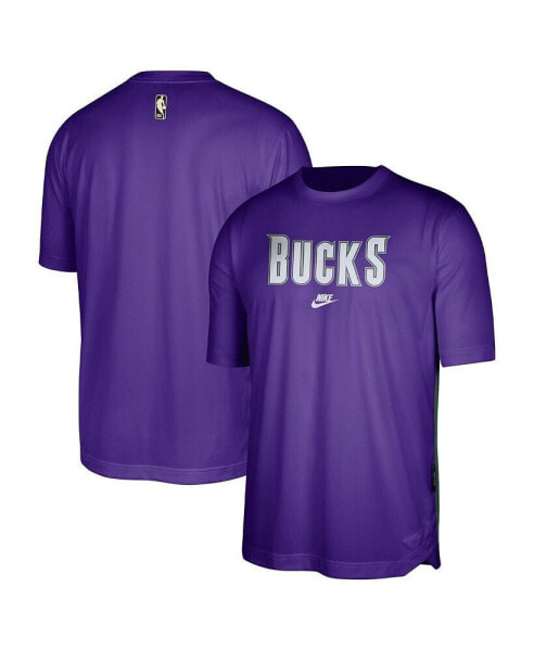 Футболка Nike мужская классическая "Хардвуд Классикс" Milwaukee Bucks пурпурная, охотничий зеленый.