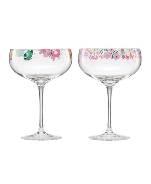 Floral Bright Coupe Glasses, Set of 2