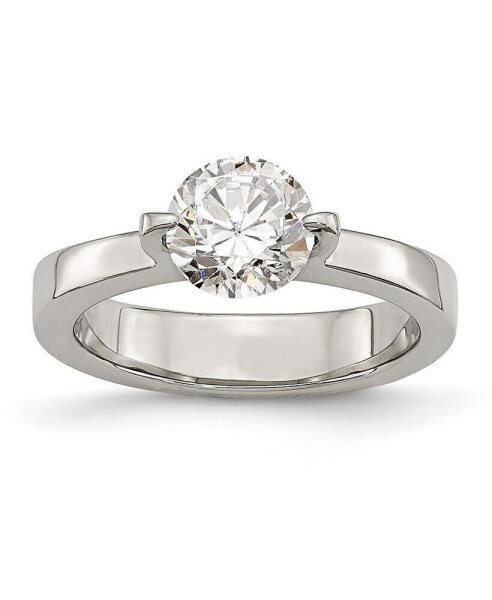 Stainless Steel Polished Round CZ Ring