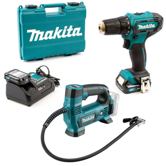 Makita Bohrschrauber DF333DSAE 12V + Kompressor MP100DZ 2x2,0Ah|Lader im Koffer