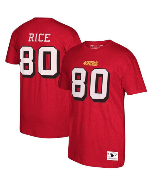 Men's San Francisco 49ers Jerry Rice Scarlet Retired Player Name and Number T-shirt