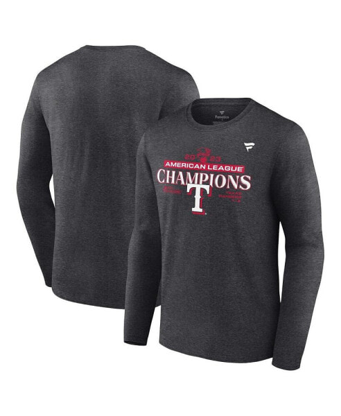 Men's Heather Charcoal Texas Rangers 2023 American League Champions Locker Room Long Sleeve T-shirt