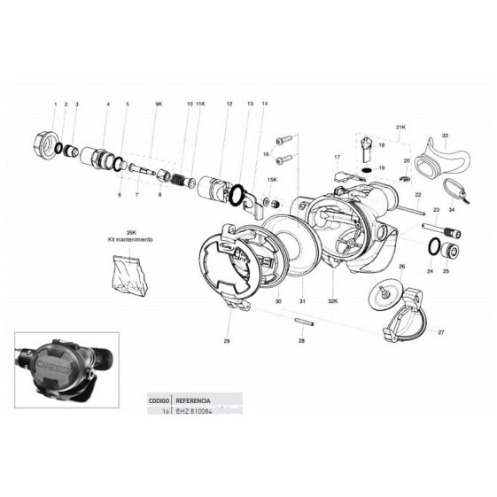 Запчасть регулятора Cressi Ellipse Second Stage Hasp