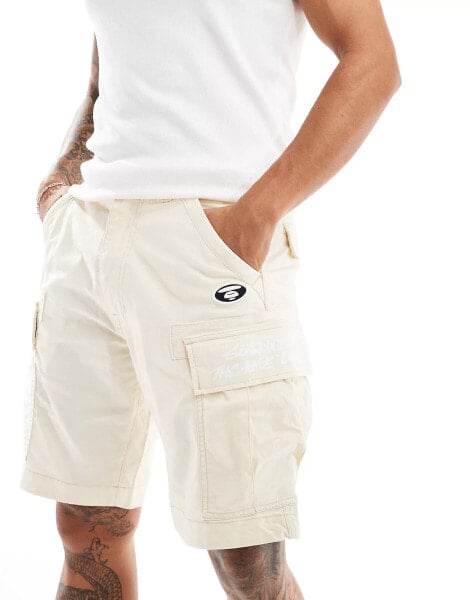 Aape By A Bathing Ape cargo utility shorts in sand