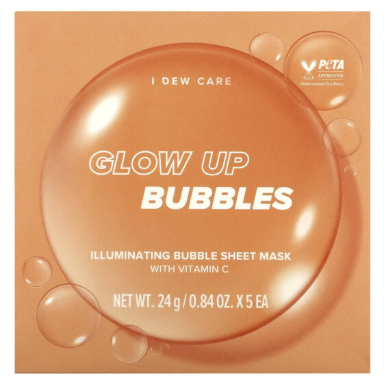 Glow Up Bubbles, Illuminating Bubble Beauty Sheet Mask, 5 Sheet Masks, 0.84 oz (24 g) Each