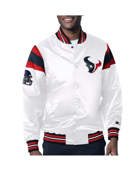 Men's White Houston Texans Satin Full-Snap Varsity Jacket