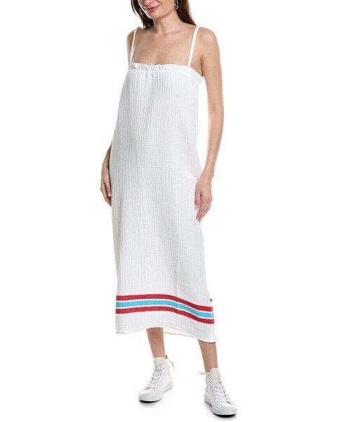 Sol Angeles Crepe Stripe Paperbag Maxi Dress Women's White L