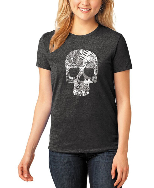 Women's Rock and Roll Skull Premium Blend Word Art Short Sleeve T-shirt
