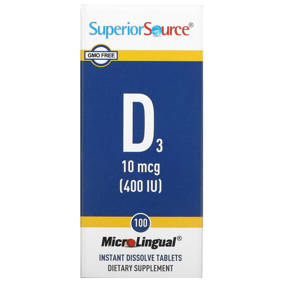 Витамин D3 Superior Source 10 мкг (400 МЕ), 100 таблеток быстрого растворения