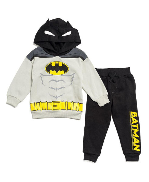 Boys Justice League Superman Batman Fleece Pullover Hoodie and Pants Outfit Set to