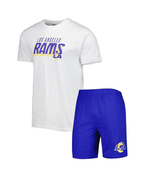Men's Royal, White Los Angeles Rams Downfield T-shirt and Shorts Sleep Set