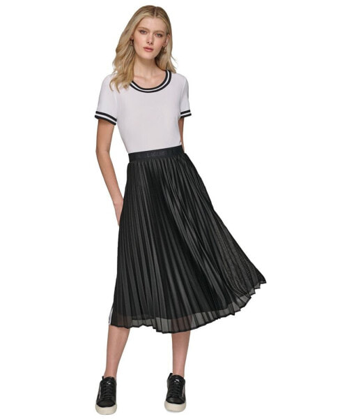 Women's Pleated T-Shirt Midi Dress