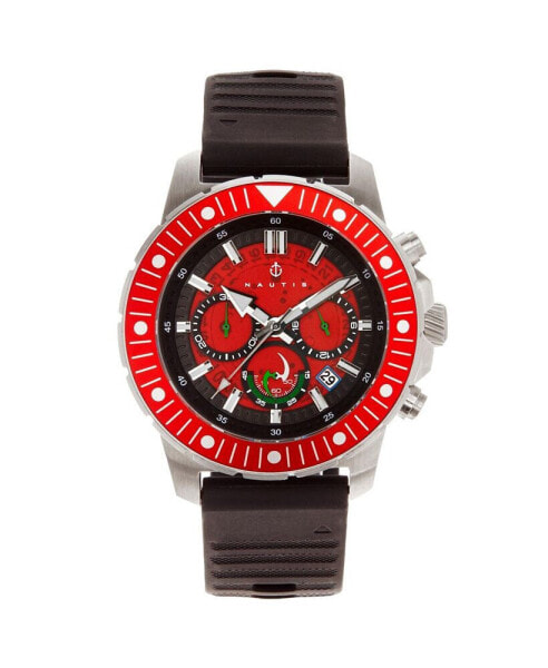 Часы и аксессуары Nautis Мужские наручные часы Caspian Rubber - Черный/Красный, 45 мм