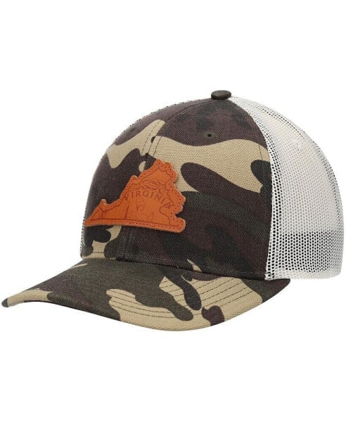Men's Camo Virginia Icon Woodland State Patch Trucker Snapback Hat