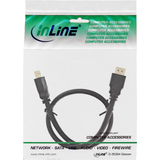 InLine HDMI cable - High Speed HDMI Cable - M/M - black - golden contacts - 2m