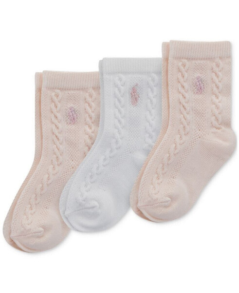 Baby Girls 3-Pk. Cable-Knit Socks