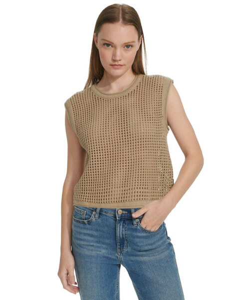 Женский свитер без рукавов Calvin Klein Jeans из хлопка с открытой вязкой