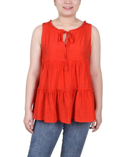 Petite Sleeveless Tiered Blouse