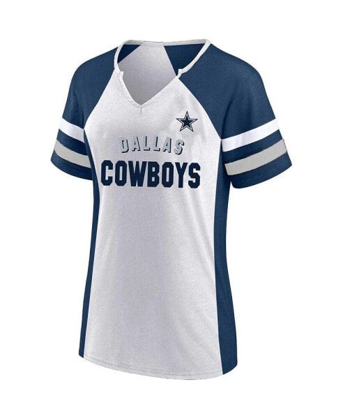 Women's Midnight White, Navy Dallas Cowboys Plus Size Color Block T-shirt