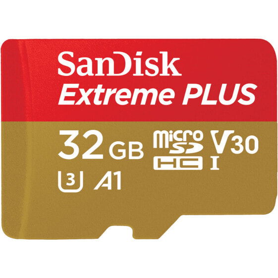 SanDisk Extreme Plus - 32 GB - MicroSDHC - UHS-I - 100 MB/s - 90 MB/s - Shock resistant - Temperature proof - Waterproof
