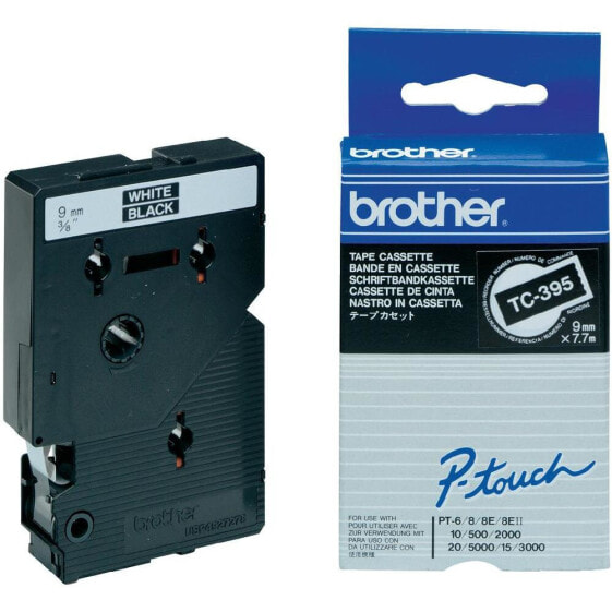 Brother Labelling Tape 9mm - White on black - TC - Brother - PT8E - PT500 - PT2000 - PT3000 - PT5000 - 9 mm - 7.7 m