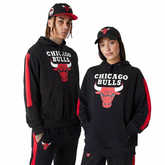 Толстовка с капюшоном унисекс New Era NBA Colour Block Chicago Bulls Чёрный