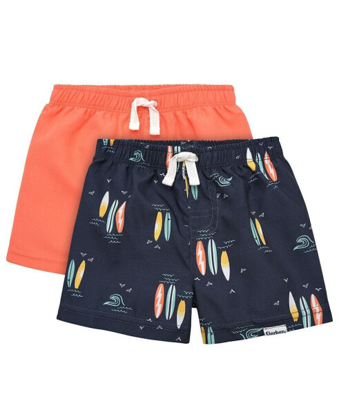 Toddler Boys Swim Trunks - Sailboats - 2-Pack