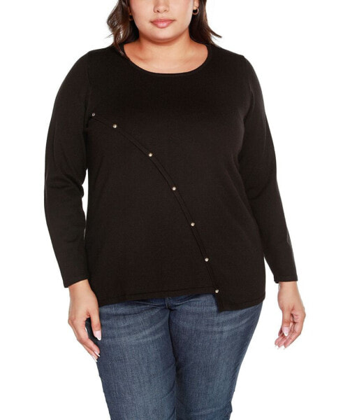 Plus Size Asymmetrical Crossover-Front Sweater