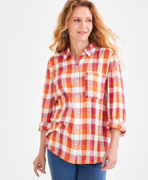 Women's Plaid Button-Front Perfect Shirt, Created for Macy's