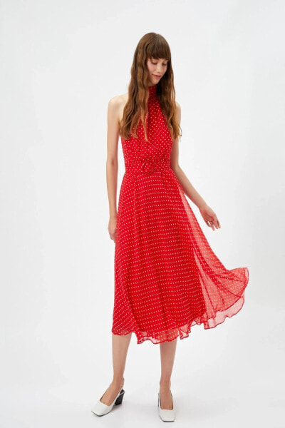 Kırmızı Desenli Kadın Elbise 3SAK80337UW