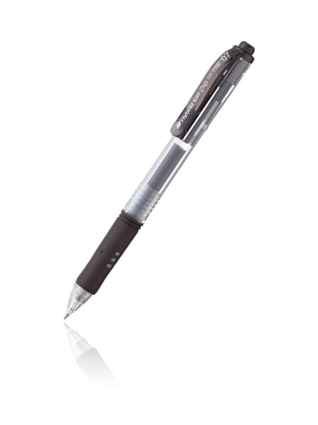 Pentel Hybrid Gel Grip, Retractable gel pen, Black, Black,Transparent, Medium, 0.7 mm, Metal