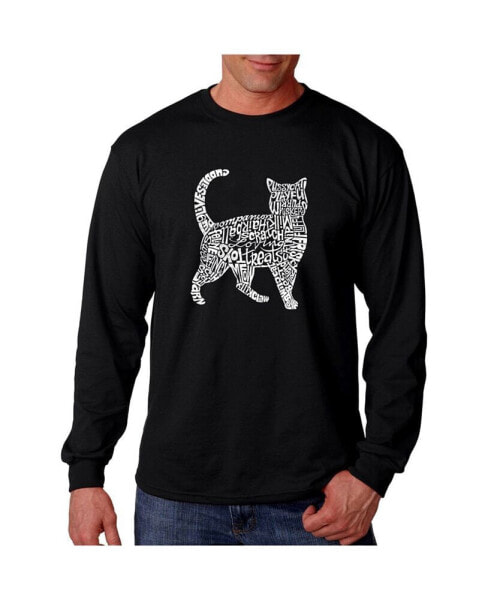 Men's Word Art Long Sleeve T-Shirt - Cat