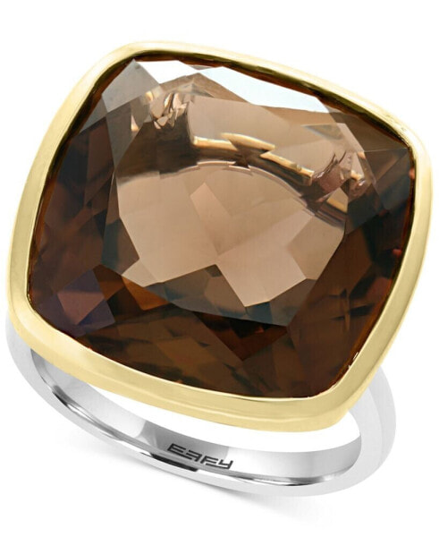 EFFY® Smoky Quartz (20-1/5 ct. t.w.) Ring in Sterling Silver & 18k Gold